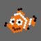 Clown fish dots pattern. Vector illustration of pixel art