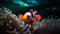 Clown fish swimming in vibrant underwater reef generated by AI