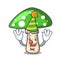 Clown green amanita mushroom mascot cartoon