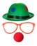 Clown hat with glasses and red nose