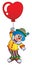 Clown with heart shaped balloon theme 1