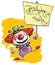 Clown Holding a Birthday Party Placard