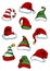 Clown, joker and Santa Claus cartoon hats