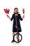 Clown with juggling clubs and a unicycle