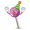 Clown lollipop with sprinkles mascot cartoon