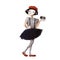 clown mime girl with photocamera, watercolor style illustration, funny clipart with cartoon character