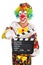 Clown with movie board