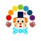 Clown with rainbow balls