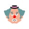Clown sad emotion avatar. funnyman sorrowful emoji. harlequin fsce. Vector illustration