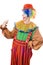 Clown speaks with his hand