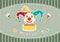 Clown on stripe green card backgrounds,Vector illustrations