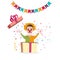 Clown surprise from box present party cartoon happy birthday decoration fun