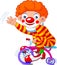 Clown on three-wheeled bicycle