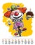 Clown on Unicycle Carrying a Birthday Cake