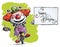 Clown on Unicycle Holding a Happy Birthday Card