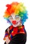 Clown with white funny shutter shades sunglasses