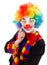 Clown with white funny shutter shades sunglasses