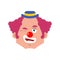 Clown winking emotion avatar. funnyman happy emoji. harlequin icon. Vector illustration