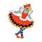 Clowness Character, Big Top Circus Female Clown. Smiling Joker Girl with Crazy Face Wear Dress