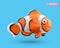 Clownfish 3d realistic vector icon