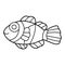 Clownfish cartoon hand-drawn line art vector illustration
