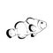 Clownfish hand drawn sketch illustrations of engraved line