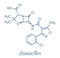 Cloxacillin antibiotic drug molecule. Skeletal formula.