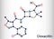 Cloxacillin molecule. It is antibacterial drug, semi-synthetic beta-lactamase resistant penicillin antibiotic. Skeletal