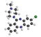 Clozapine atypical antipsychotic drug molecule. Neuroleptic medicine used in treatment of schizophrenia.