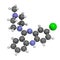 Clozapine atypical antipsychotic drug molecule. Neuroleptic medicine used in treatment of schizophrenia