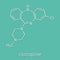 Clozapine atypical antipsychotic drug molecule. Neuroleptic medicine used in treatment of schizophrenia. Skeletal formula.