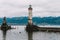 Clsoe up on lighthouse on Lindau Lake, Germany