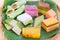 Clsoeup on Malaysia popular assorted sweet dessert kuih kueh