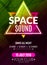 Club electronic space sound music poster. Musical event DJ flyer. Disco trance sound. Night party