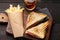 Club sandwich, potato fries and cola