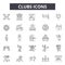 Clubs line icons, signs, vector set, outline illustration concept