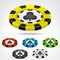 Clubs poker chip isometric set 3D object