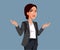 Clueless Businesswoman Shrugging Vector Cartoon Illustration