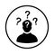 Clueless, confused, confusion icon. Black vector sketch