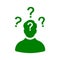 Clueless, confused, confusion icon. Green vector sketch
