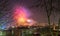 CLUJ-NAPOCA, ROMANIA - December 1, 2018: Fireworks in Cluj-Napoca, Romania viewed from Cetatuia Hill