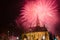 Cluj Napoca, Romania - Jan 24: Fireworks for celebrating 157 years from the The United Principalities of Moldavia and Wallachia, a