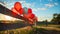 A cluster of colorful balloons floating in the sky.