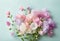 A cluster of delicate sweet peas in a pastel palette