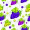 Cluster grapes seamless pattern