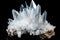 Cluster Of White Quartz Crystals On Black Background. Generative AI