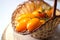 Cluster yellow tomato in a basket