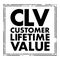 CLV Customer Lifetime Value - prognostication of the net profit contributed to the whole future relationship with a customer, text