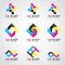 CMYK Art logo vector set design- cyan and magenta and yellow and keyblack color