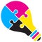 Cmyk bulb puzzle logo